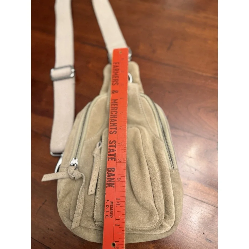 FREE PEOPLE Hudson Suede Sling Bag Taupe Tan Crossbody Backpack Travel Festival